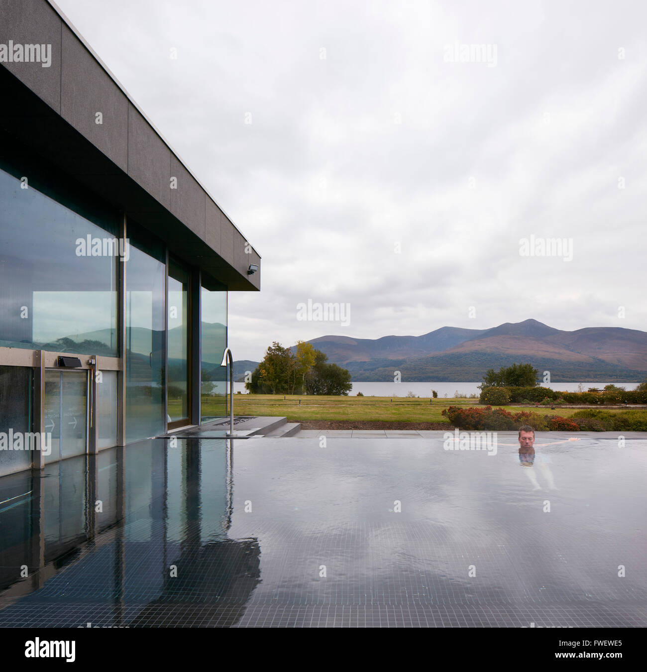 Outdoor pool with bather. The Europe Hotel, Killarney, Ireland