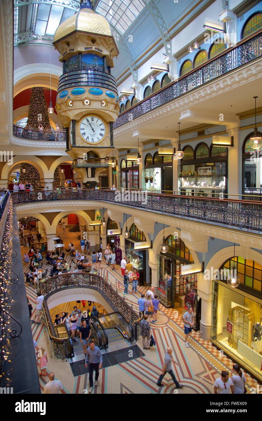 Queen Victoria Building Interior at Christmas, Sydney, New South Wales, Australia, Oceania Stock Photo