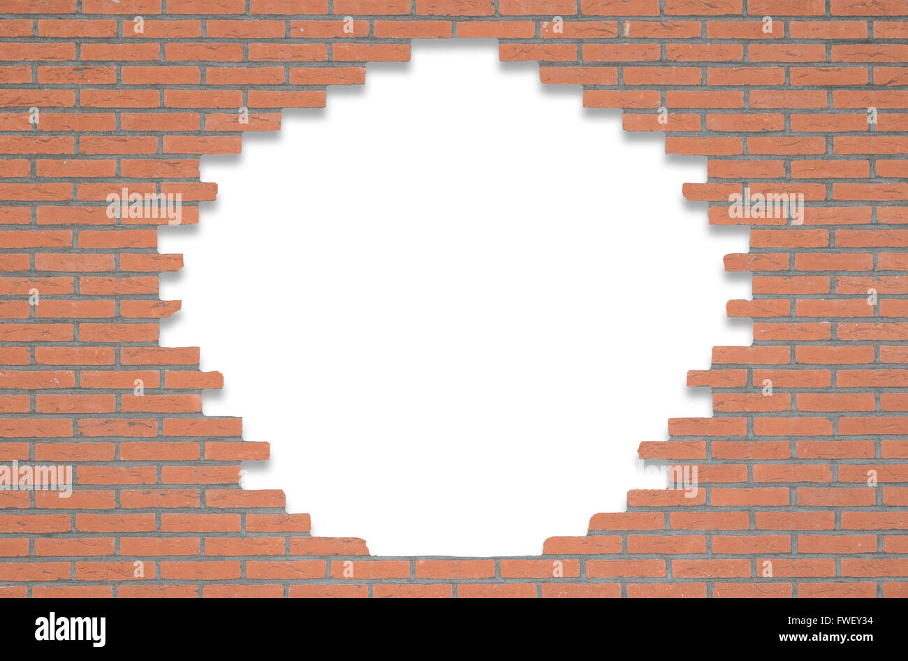 Red brick wall with an opening in the middle for text Stock Photo Alamy
