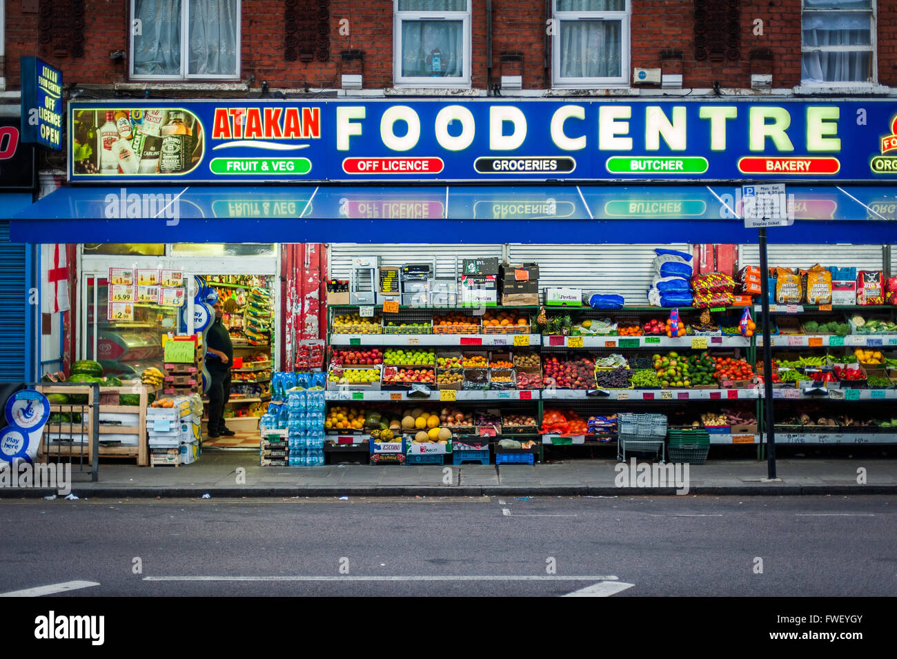 Turkish corner shop/ off license Tottenham, London, UK Stock Photo