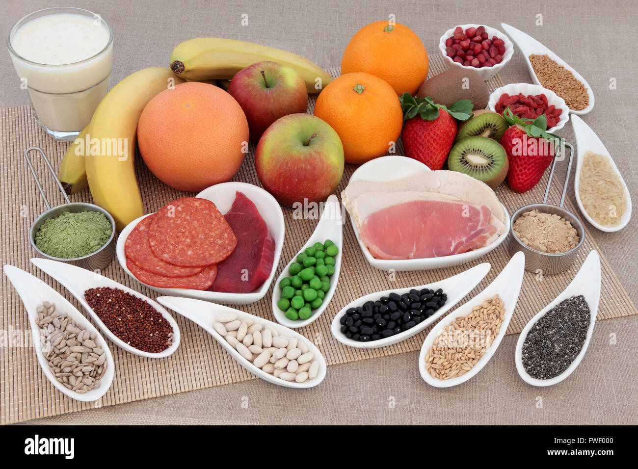 Body building health and super food with high protein meat, pulses