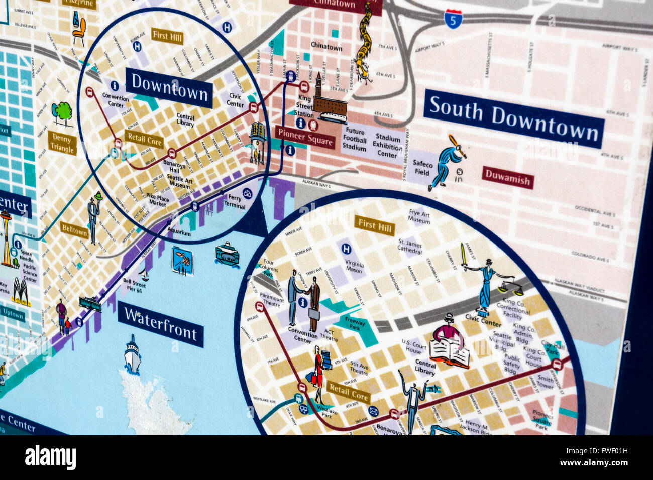 Seattle tourist map Stock Photo