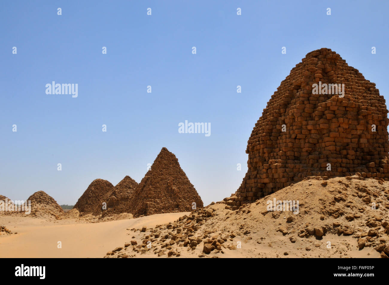 Royal Cemetery of Nuri, with Taharqa's Pyramid Stock Photo