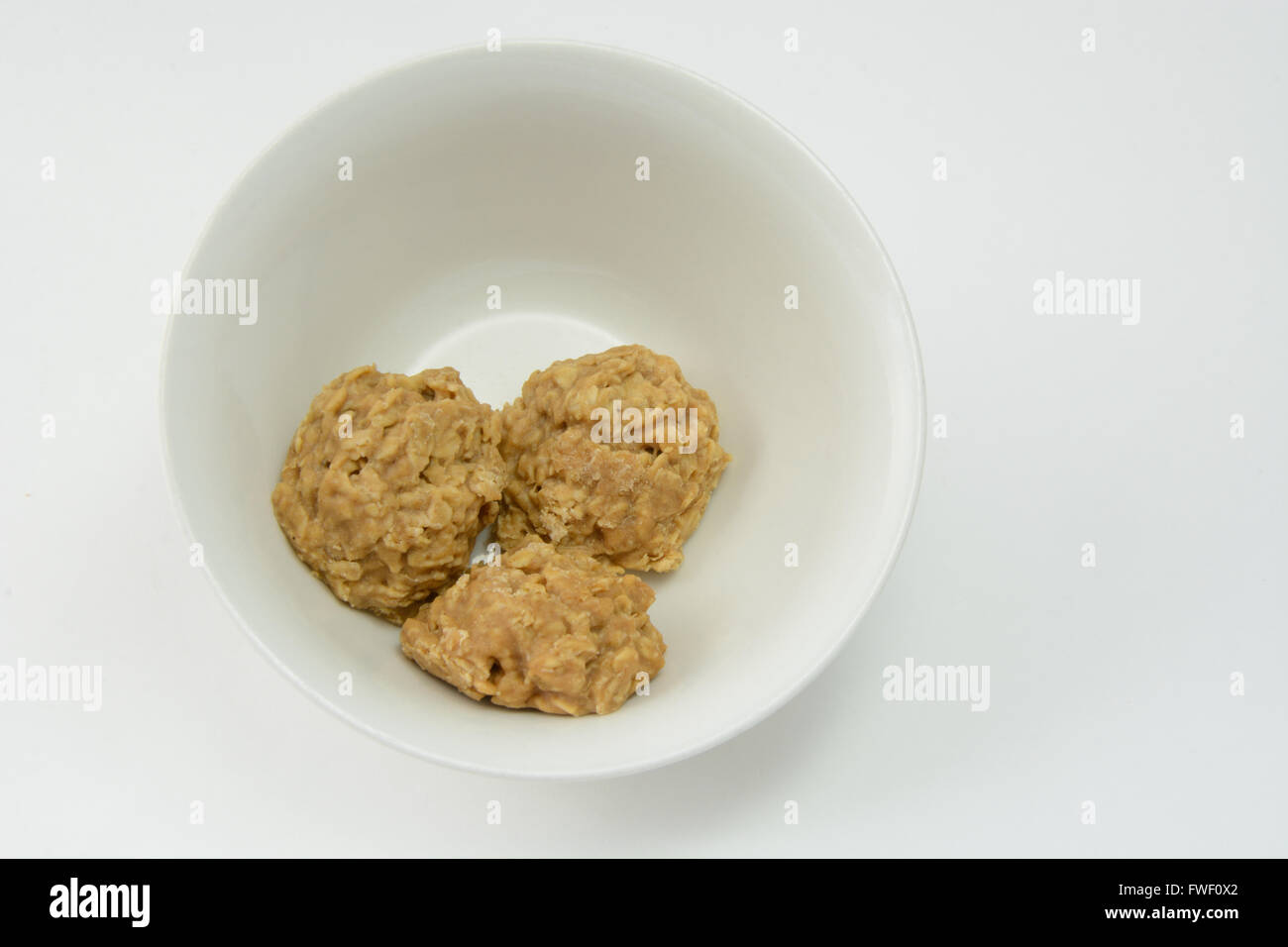 Peanut butter oatmeal drop cookies in bowl Stock Photo Alamy