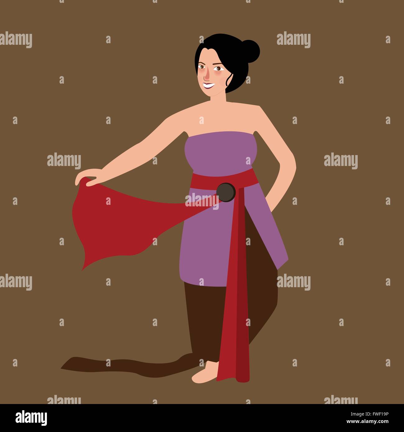Javanese java woman traditional dance performance move Indonesia culture Stock Vector