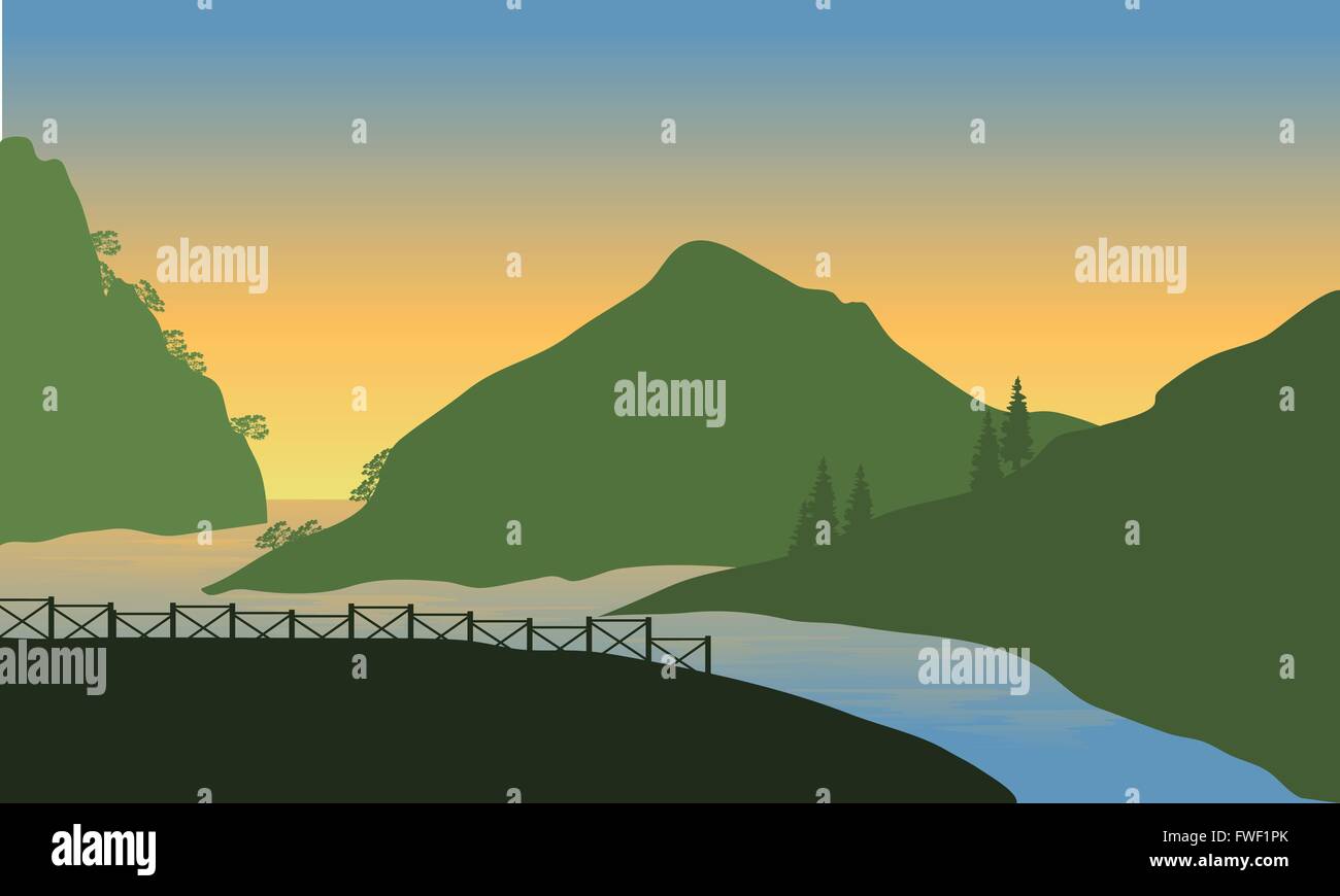 Mountain canyon river view Stock Vector Images - Alamy