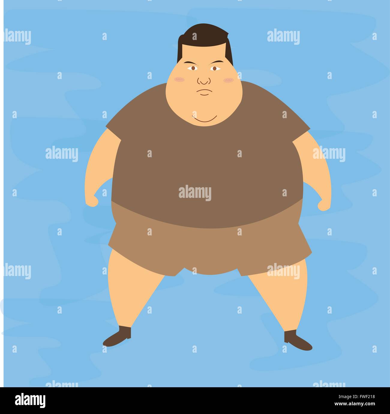 man obese obesity fat belly not healthy overweight character illustration Stock Vector