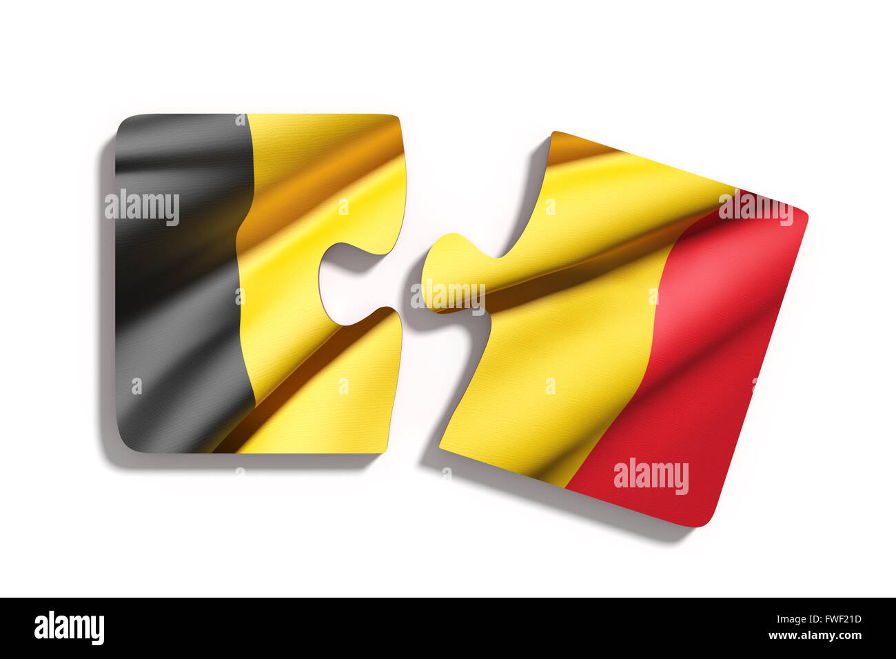 3d rendering of isolated puzzle Belgium flag on white background Stock ...
