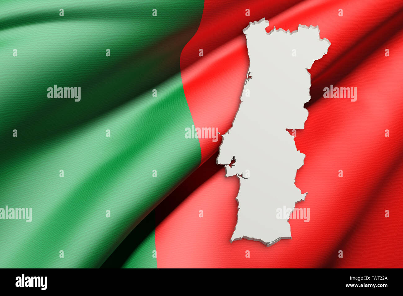 Three-dimensional map of Portugal on white background. 3d Stock Photo -  Alamy