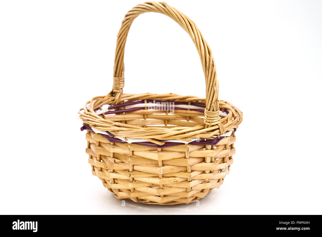 Decorative wicker basket wicker white background Stock Photo Alamy