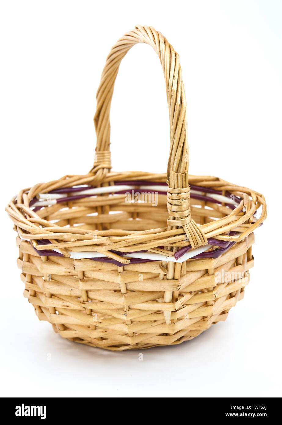 Decorative wicker basket wicker white background Stock Photo Alamy