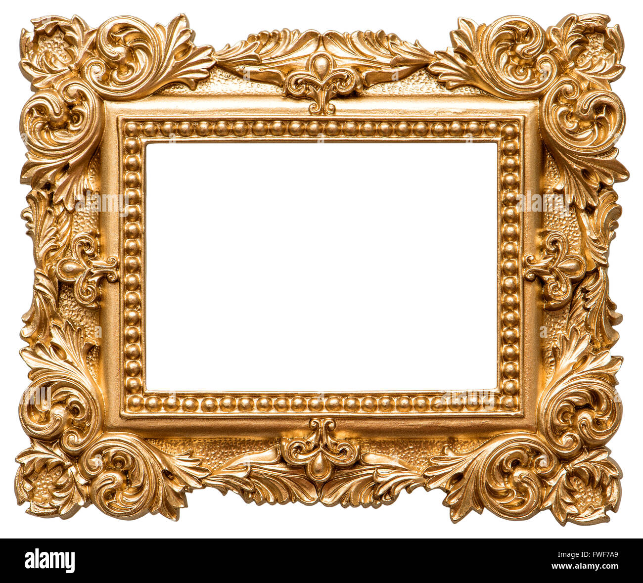 Golden picture frame. Vintage object isolated on white background Stock  Photo - Alamy