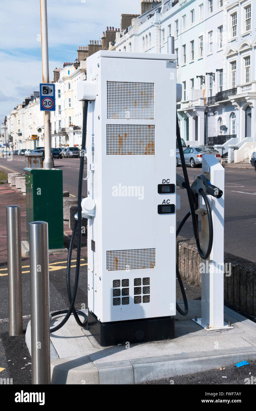 Rear view of an Energise Network electric car charging station Stock Photo