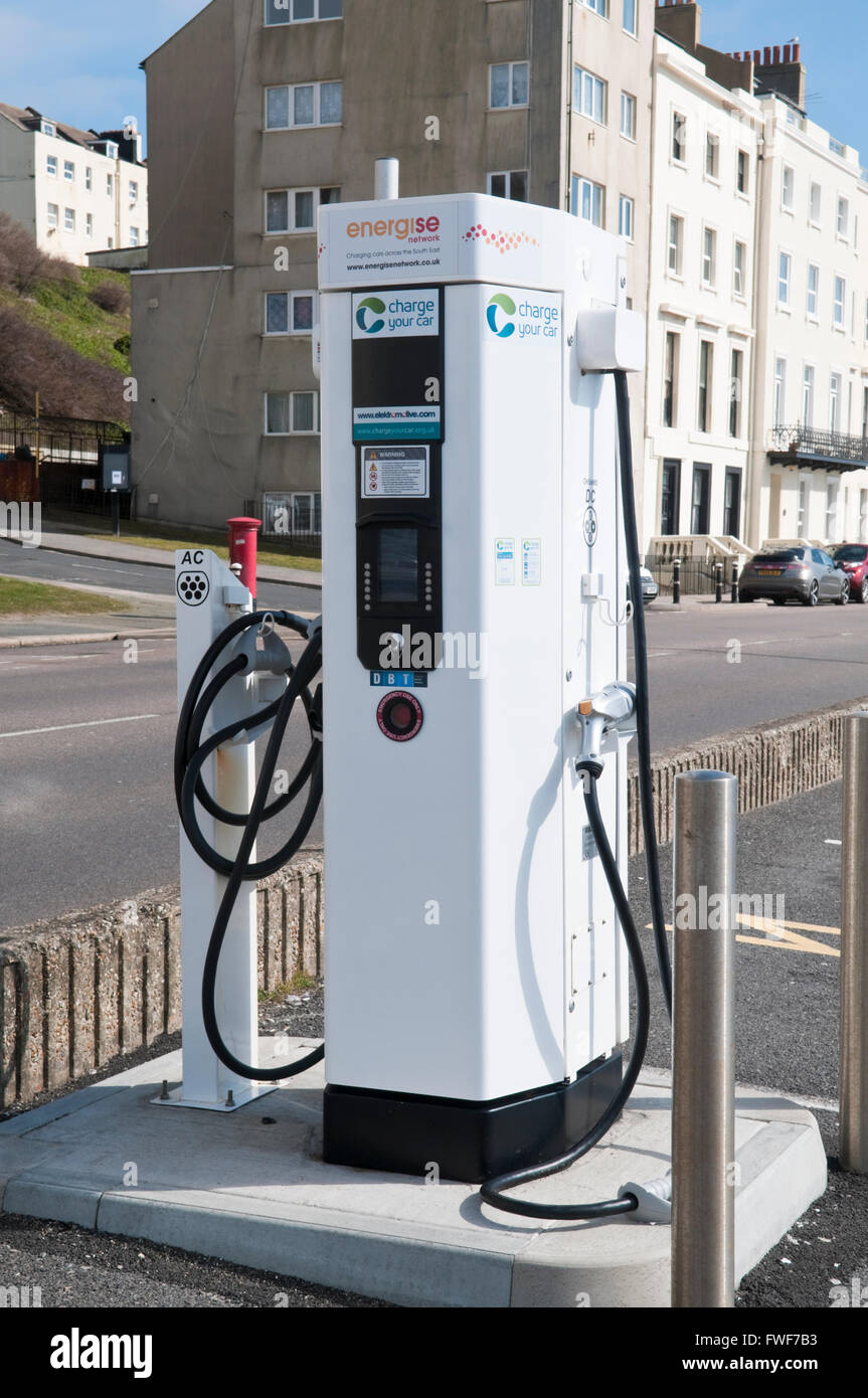 Front view of an Energise Network electric car charging station Stock Photo
