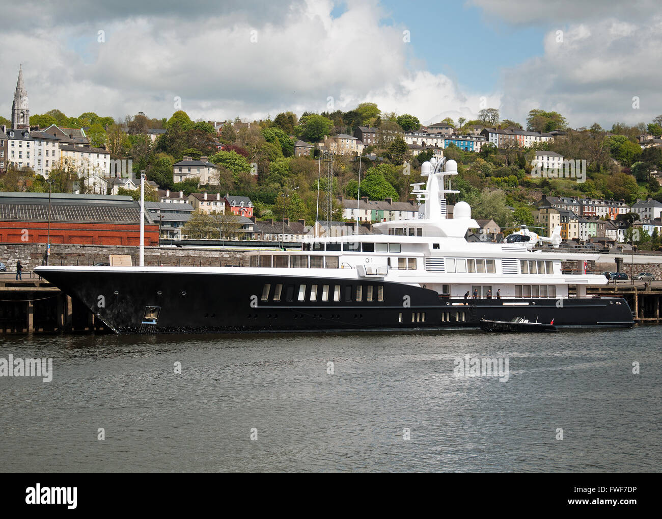 Super yacht Air moored in Cork city, Ireland Stock Photo