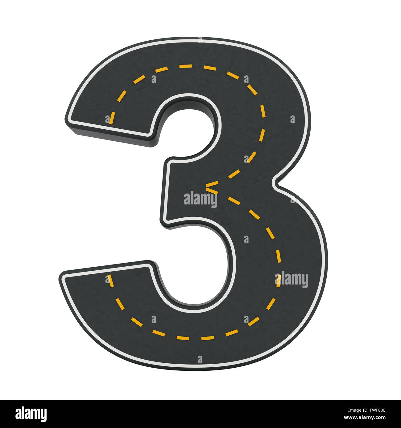 number 3 with road texture Stock Photo - Alamy