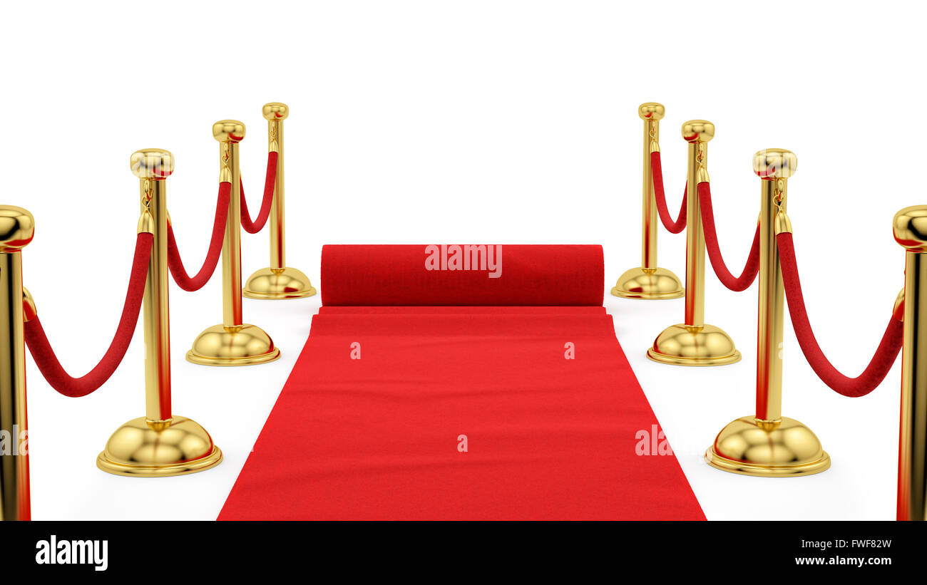 gold stanchions and a red carpet Stock Photo - Alamy