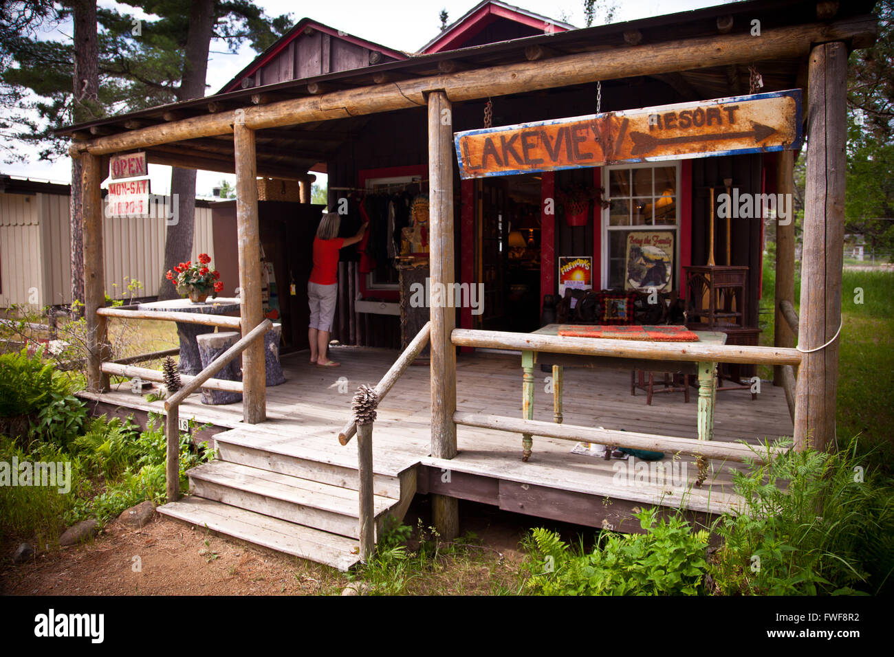 Country store in the Northwoods in Land O'Lakes, Wisconsin Stock Photo