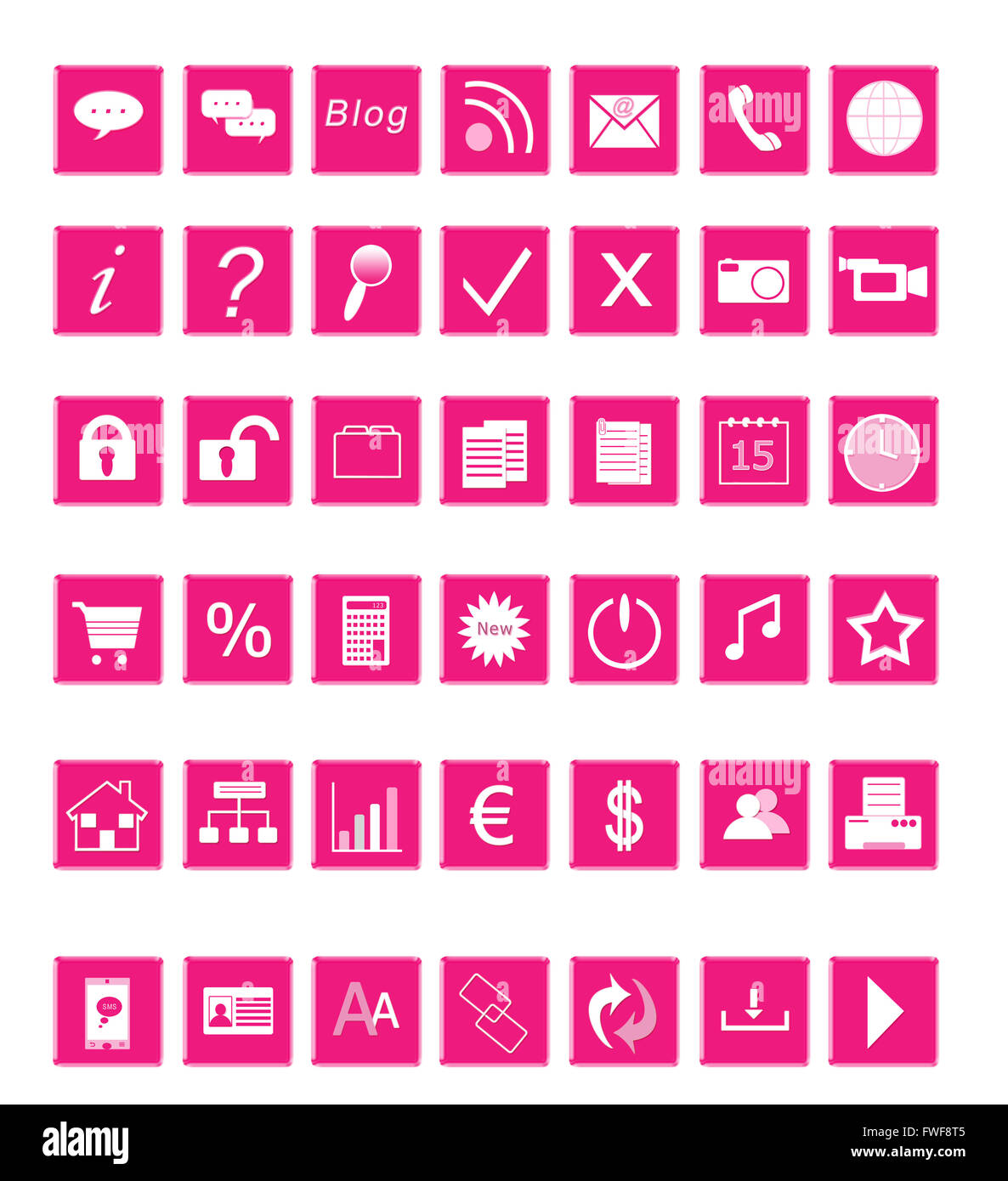 Set of icons for the Web in pink colors Stock Photo - Alamy