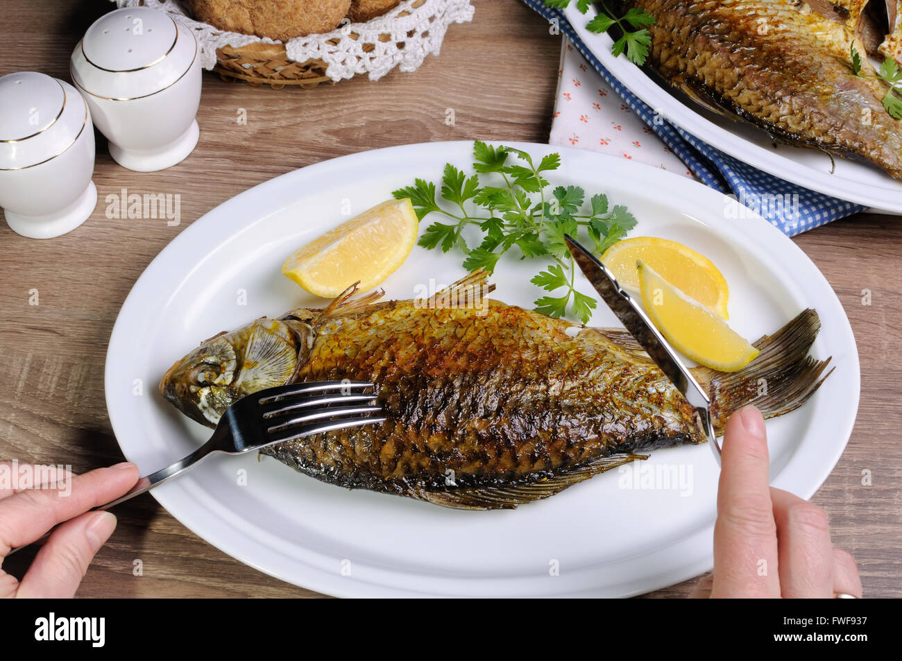 Fish in the ration is a balanced diet in your menu Stock Photo - Alamy