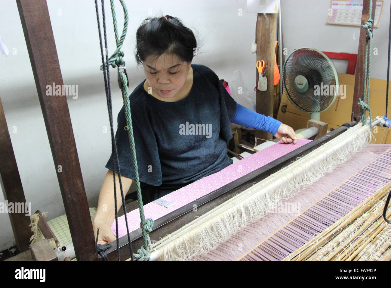 Silk factory, Chiang Mai, Thailand Stock Photo