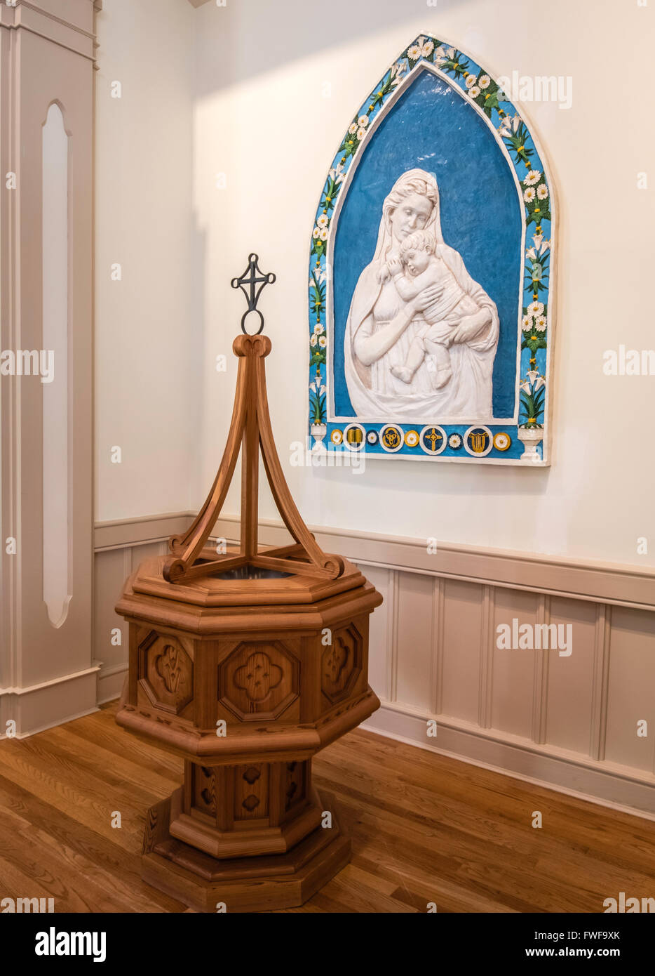 Interior church building baptismal font fount Stock Photo Alamy