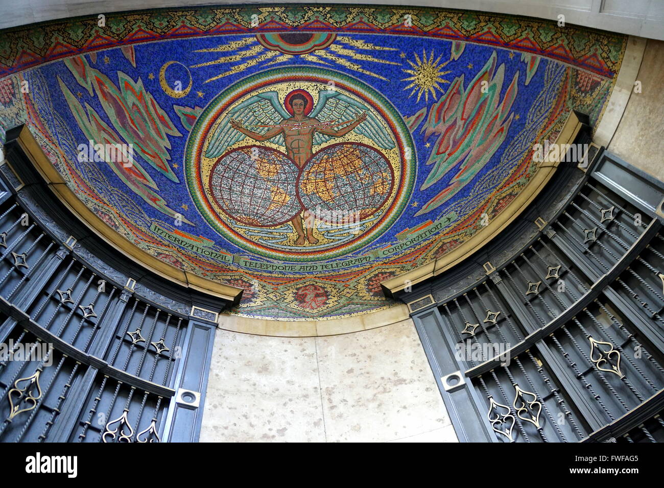 Mosaic Dome at the Entrance of the International Telephone and Telegraph Corporation, New York City, NY, USA Stock Photo