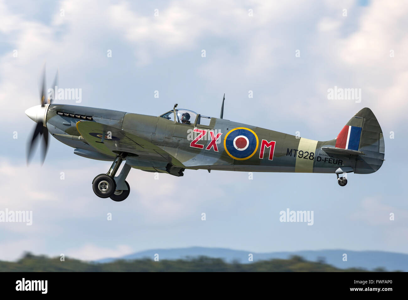 Supermarine Spitfire HF8C (Mk.8, Mk. VIII) Iconic British World War II Fighter Aircraft D-FEUR Stock Photo