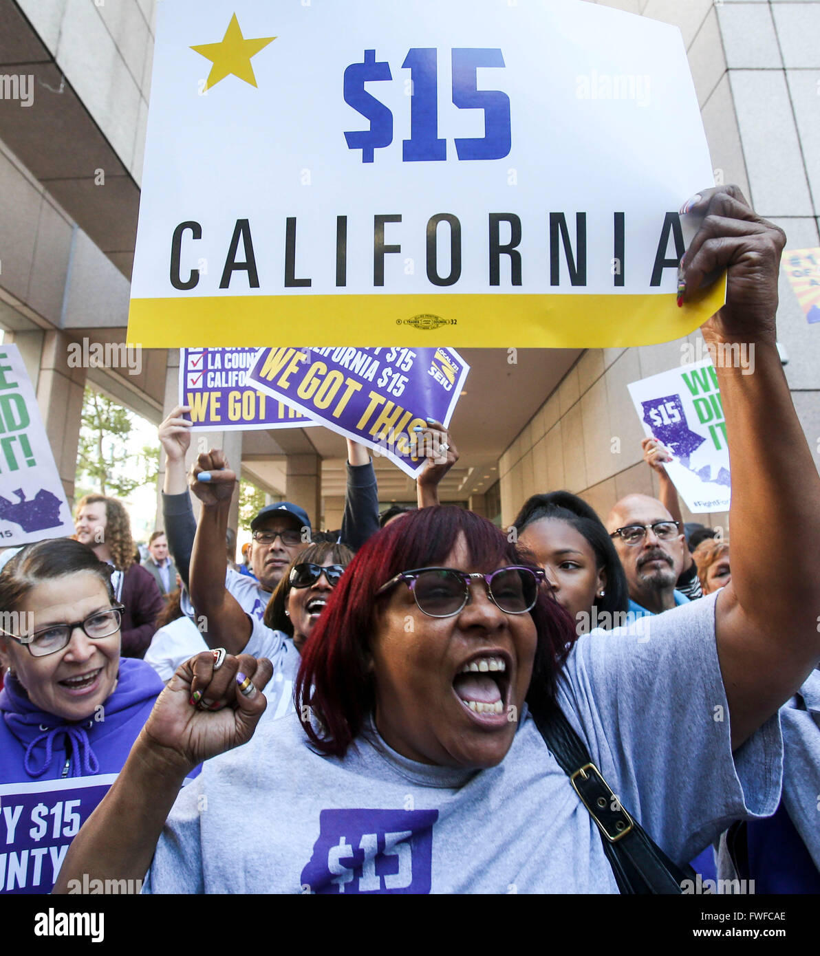 Los Angeles, USA. 4th Apr, 2016. Supporters celebrate after California ...