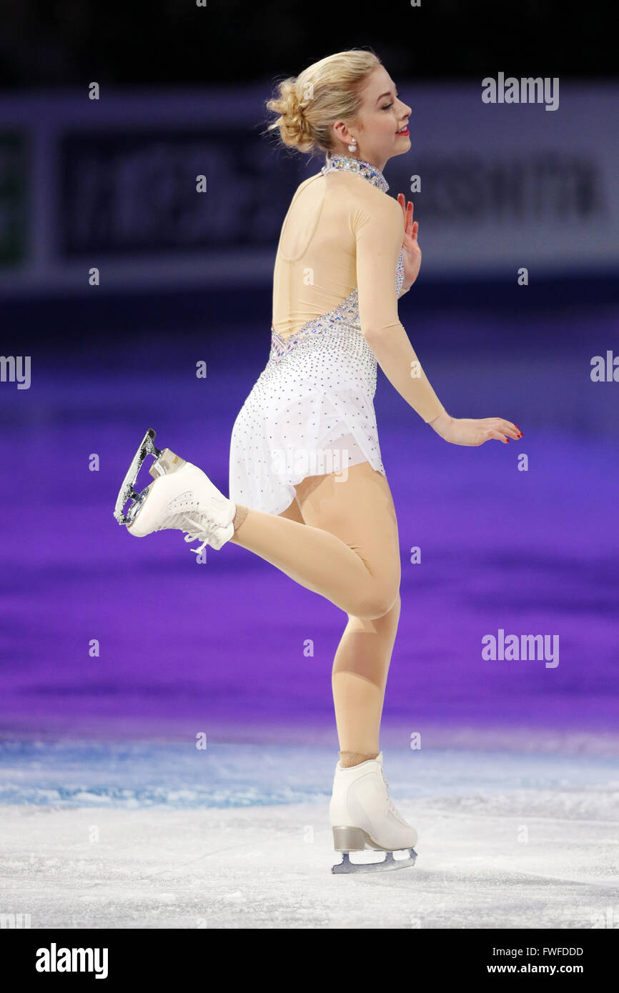 Boston, USA. 3rd Apr, 2016. Gracie Gold (USA) Figure Skating ISU World Figure Skating