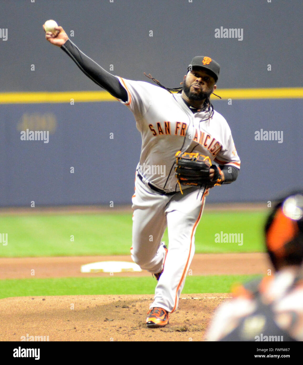 Milwaukee, WI, USA. 05th Apr, 2016. San Francisco Giants starting ...