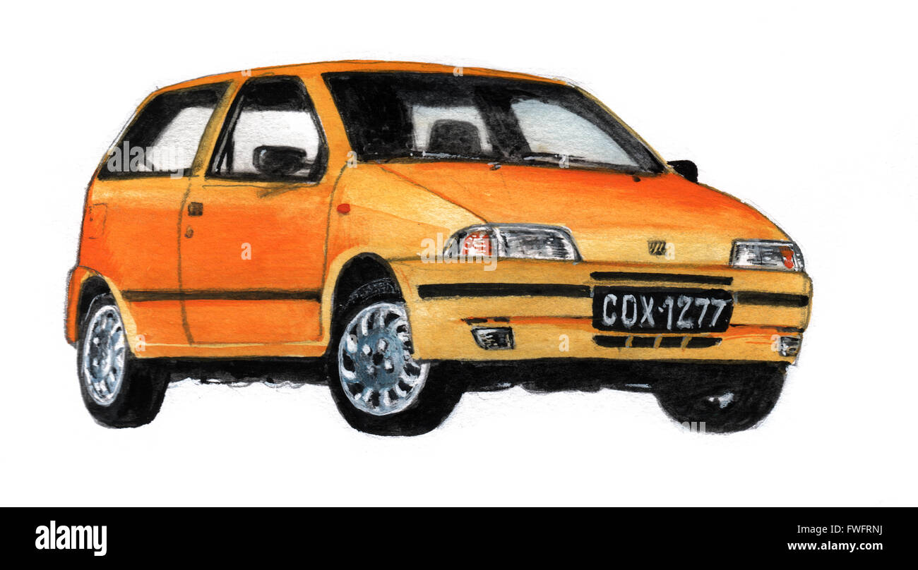 Illustration of a Fiat Punto 3D 16V by Bohdan Wroblewski Stock Photo