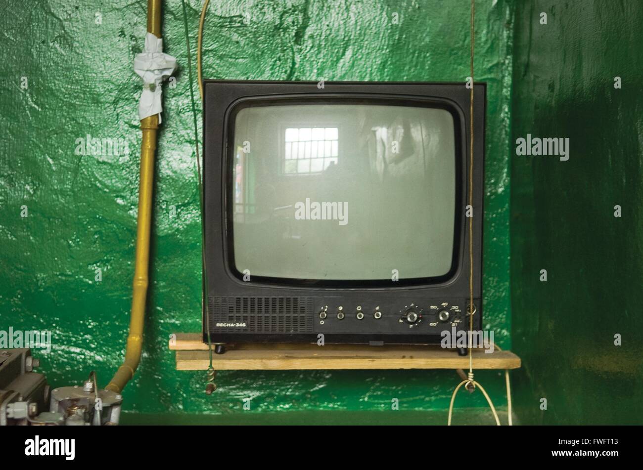 Tv set in the home of a Ukrainian family Stock Photo