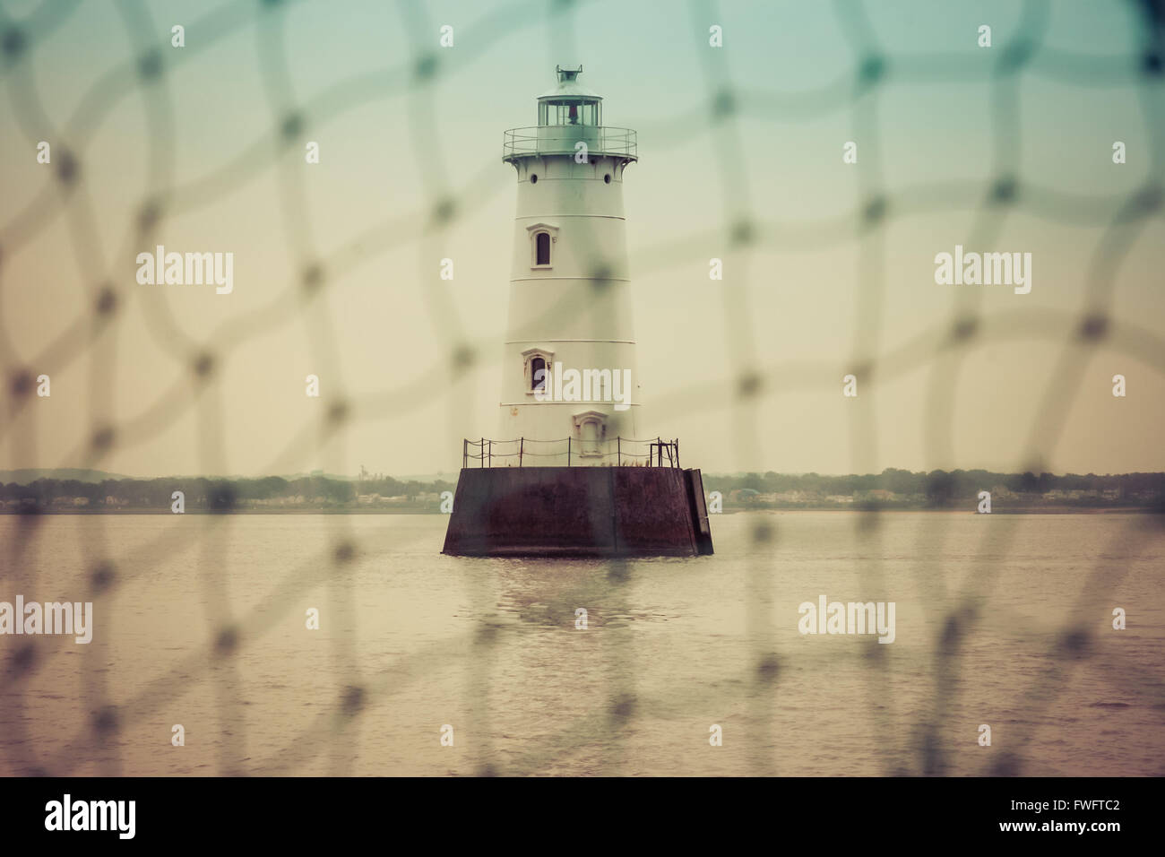 Great Beds Lighthouse on the Raritan Bay in South Amboy, NJ Stock Photo