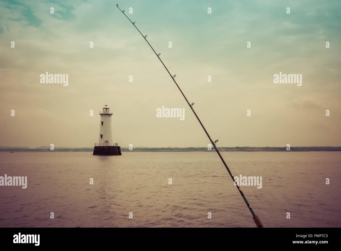 Great Beds Lighthouse on the Raritan Bay in South Amboy, NJ Stock Photo