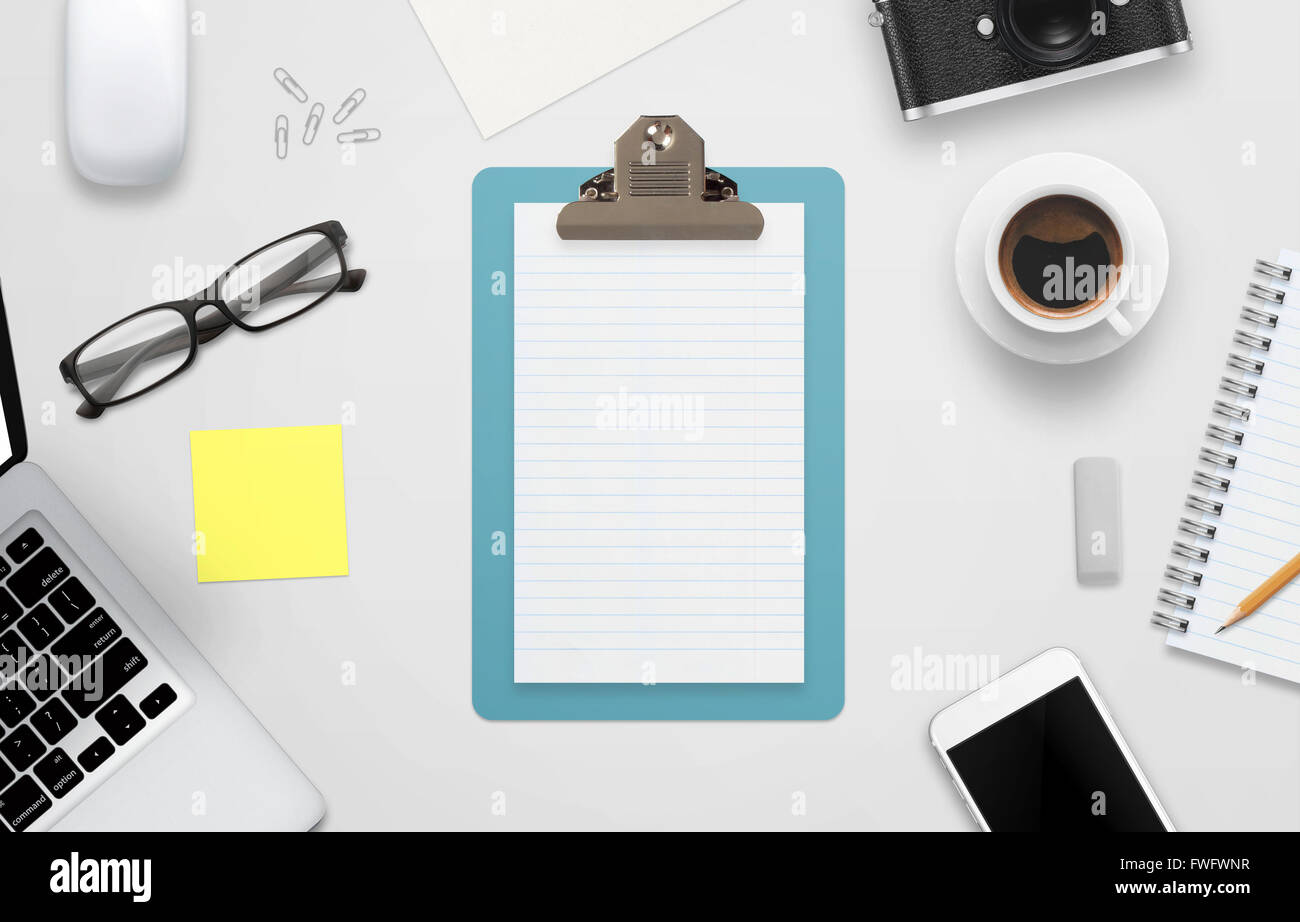notebook surrounded with office