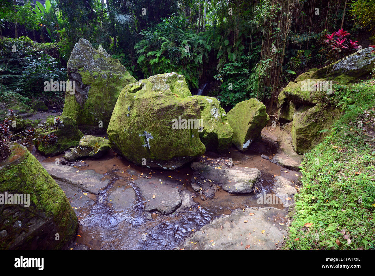 basalt rocks, elephant temple Goa Gaja, Bali, Indonesia Stock Photo