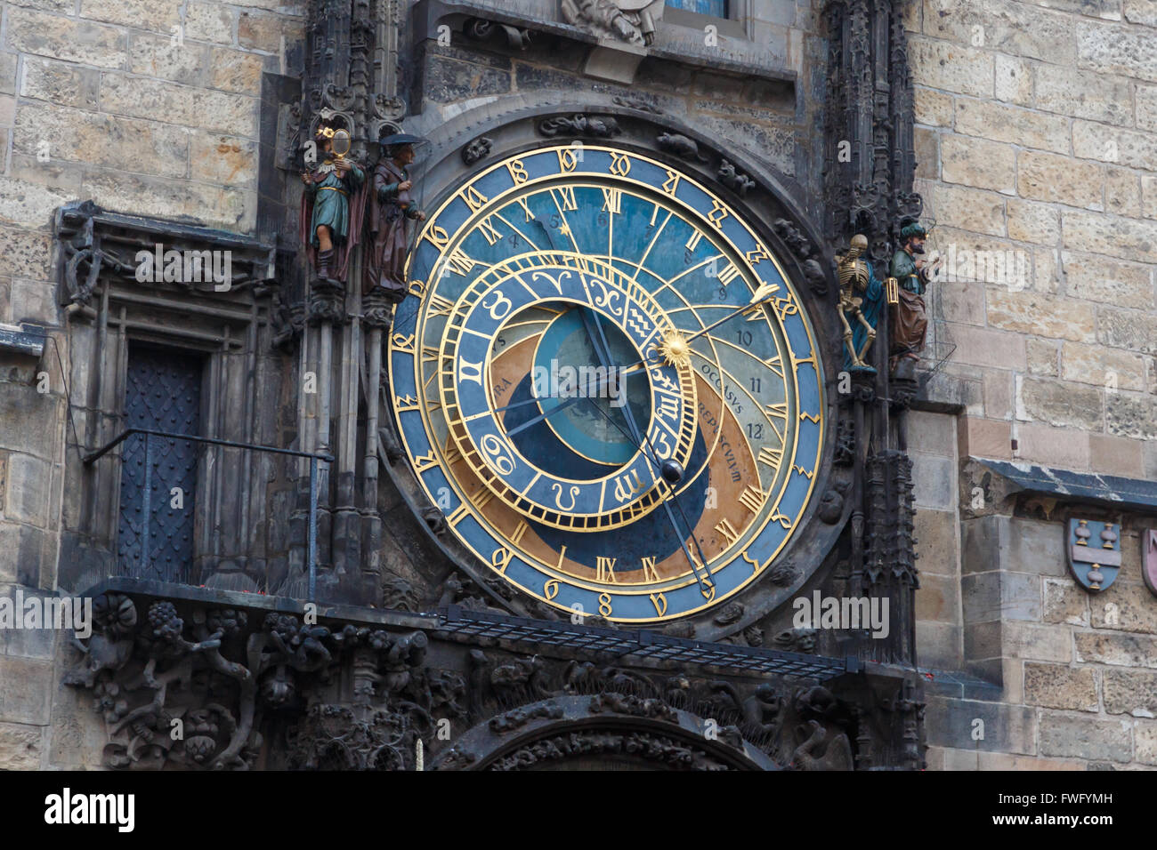 Close up detailed view of historical Astronomical Clock at old town ...