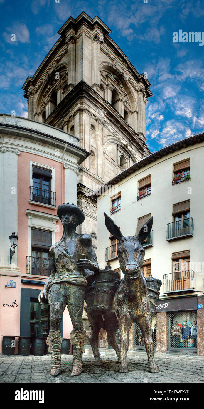 Waterboy monument near Granada Cathedral, Spain Stock Photo