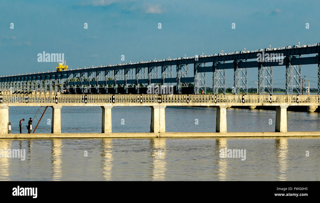 Koshi River Barrage in Nepal Stock Photo - Alamy