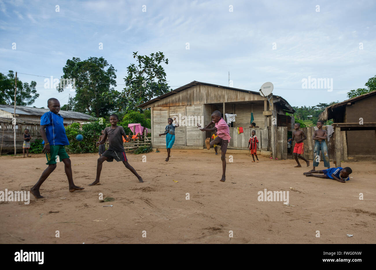 Street football in Bayanga, Central African Republic, Africa Stock Photo