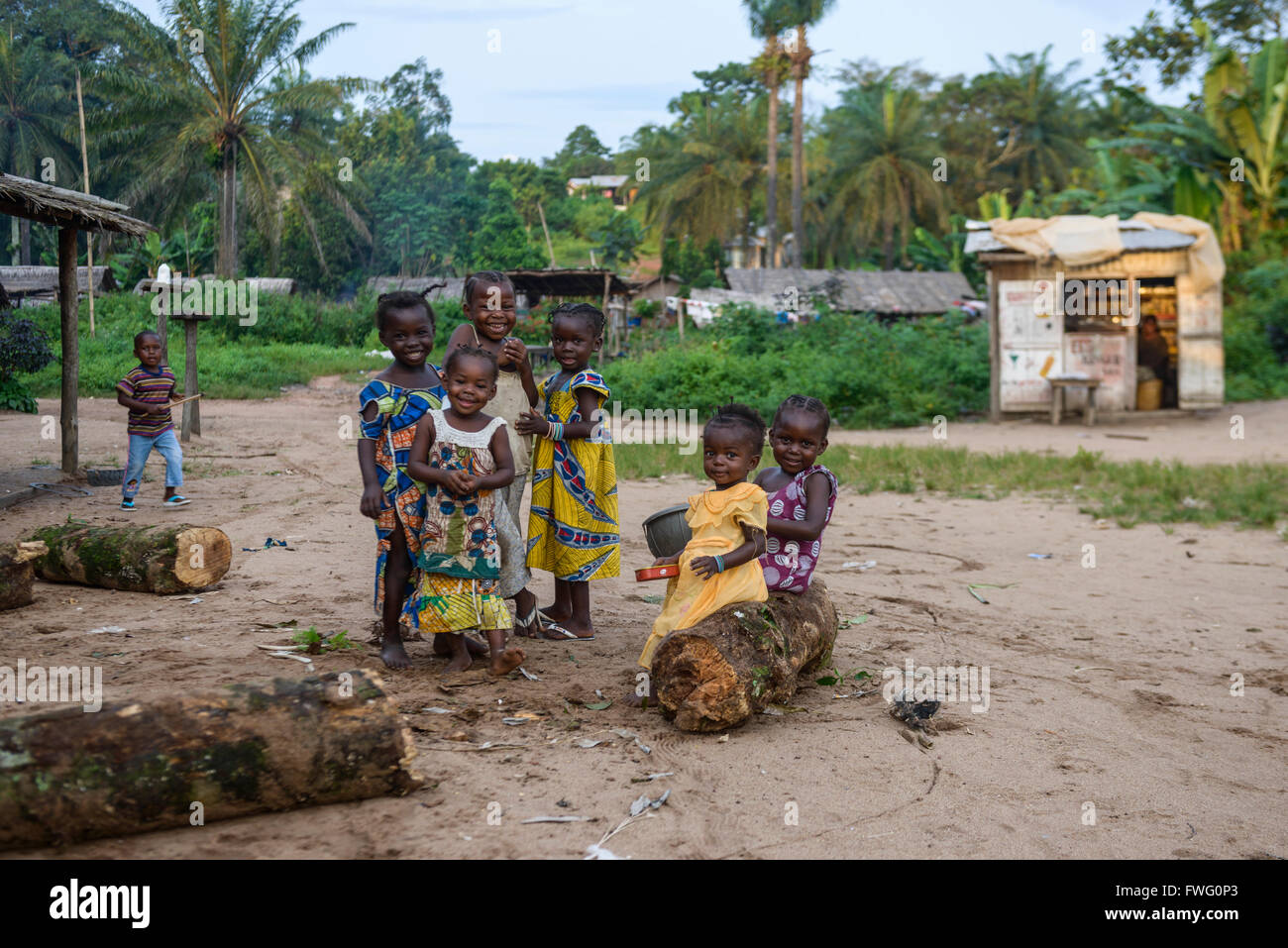 Bantu kids, Bayanga, Central African republic, Africa Stock Photo