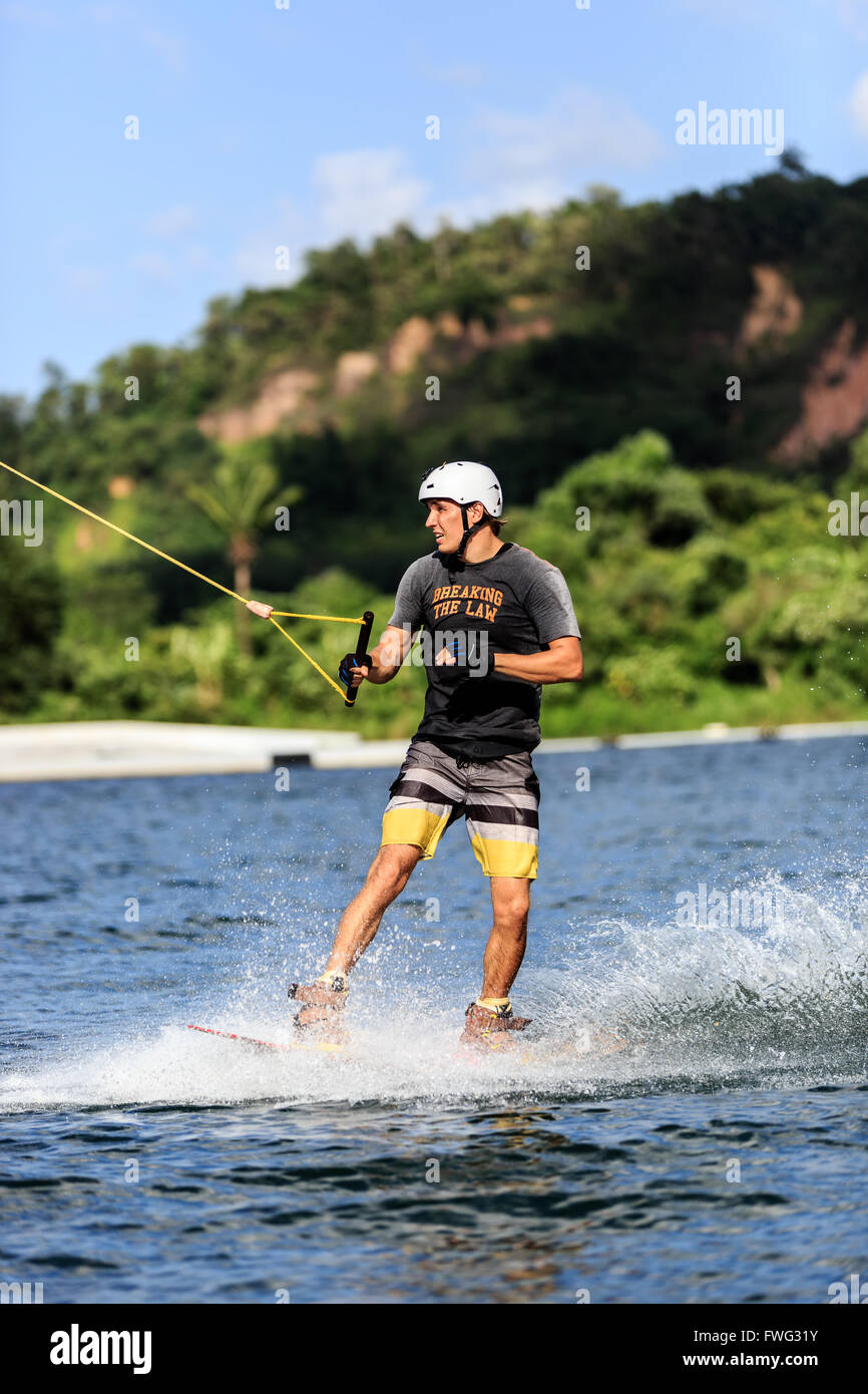 Man Wakeboarding in action. Phuket, Thailand Stock Photo Alamy