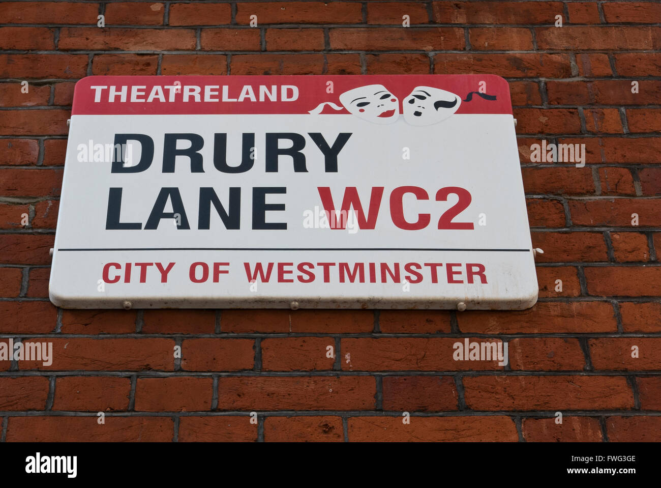 Drury Lane signage in the Theatreland area in London, United Kingdom. Stock Photo