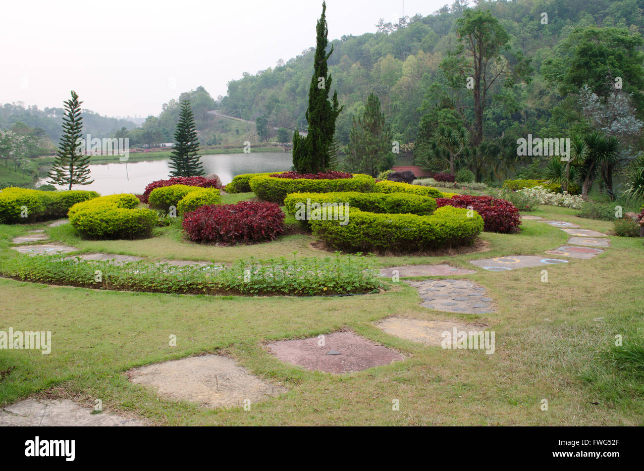 Landscaped Formal Garden. Park. Stock Photo