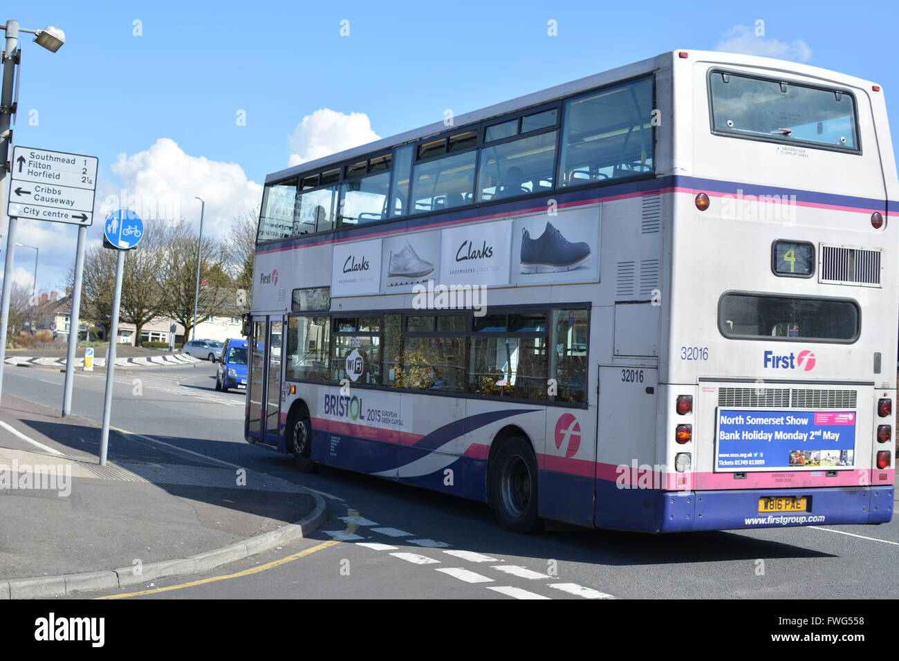 first bus on Bristol road Stock Photo