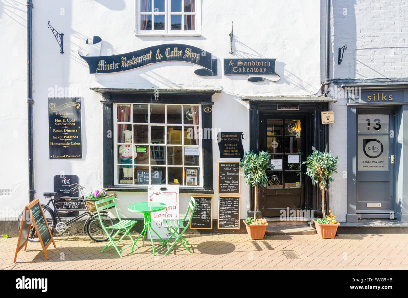 Minster Restaurant and Coffee Shop in Dam Street, Lichfield, Staffordshire Stock Photo