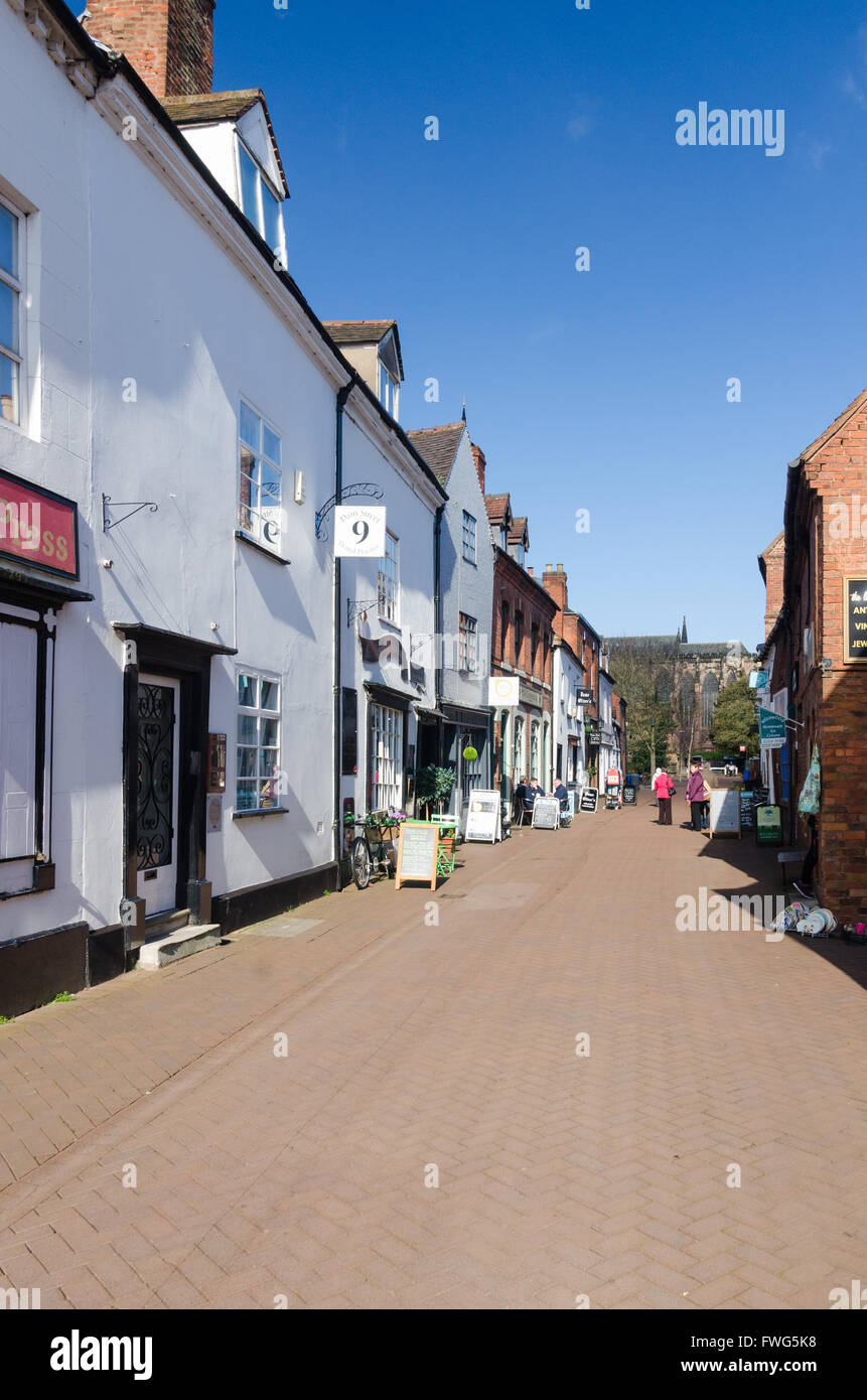 Shops and cafes in Dam Street, Lichfield, Staffordshire Stock Photo Alamy