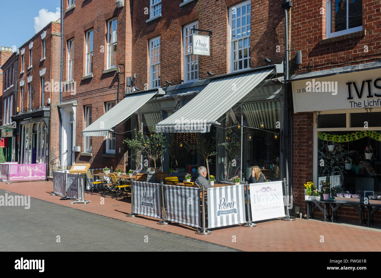 Pom's cafe and deli in Bird Street, Lichfield Stock Photo Alamy