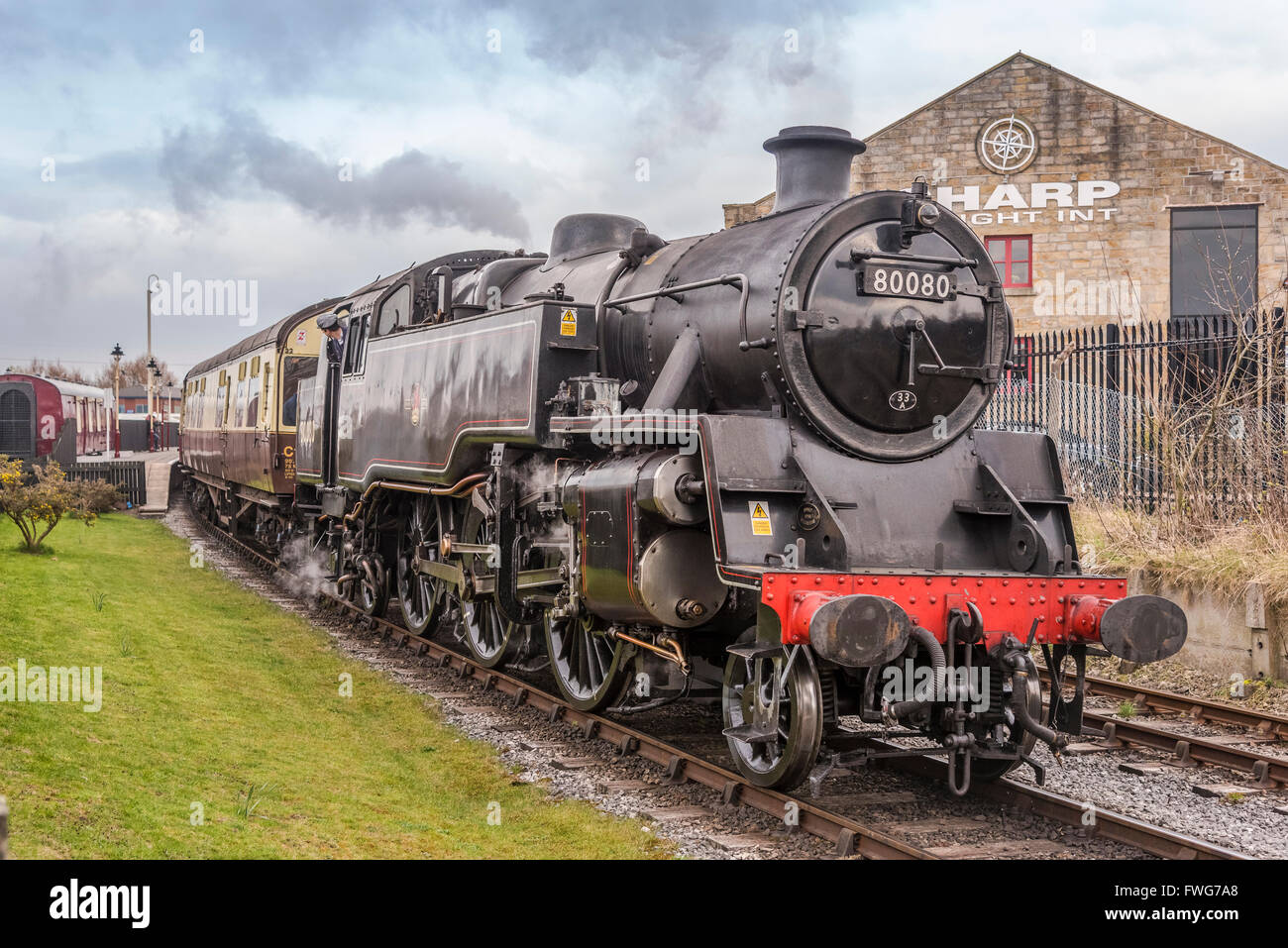 Princess Elizabeth class tank engine on he East Lancs Railway. No. 80080 pictured at Heywood station. Stock Photo